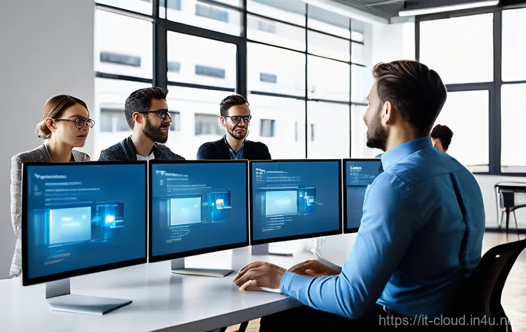 클라우드 컴퓨팅 실무에서 팀워크 강화 팁 - **Prompt:** A diverse team of six tech professionals, dressed in smart-casual Italian business attir...