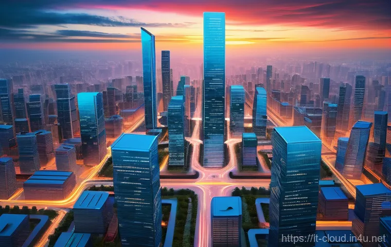 클라우드 네이티브 애플리케이션 설계 - **Prompt:** A vibrant, futuristic cityscape at dawn, symbolizing a highly agile and scalable digital...