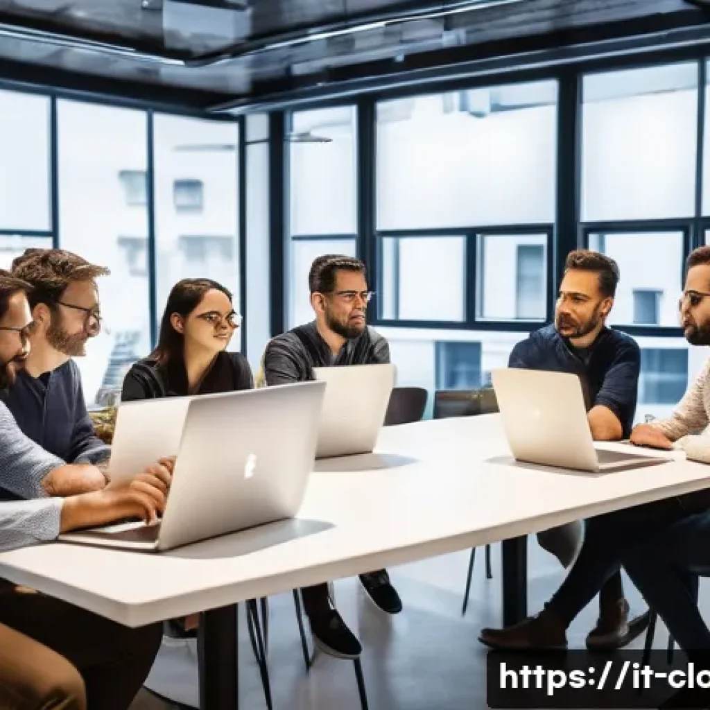 클라우드 전문가를 위한 커뮤니티 활동 가이드 - A modern coworking space in Milan filled with diverse IT professionals collaborating intensely on cl...