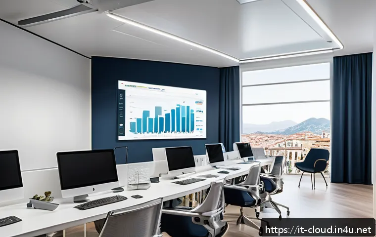 클라우드 비용 최적화 사례 분석 - A modern Italian corporate office environment showcasing a diverse team of professionals collaborati...