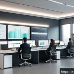 클라우드 관리형 서비스 활용 방법 - A modern Italian office environment with diverse IT professionals collaborating around multiple comp...