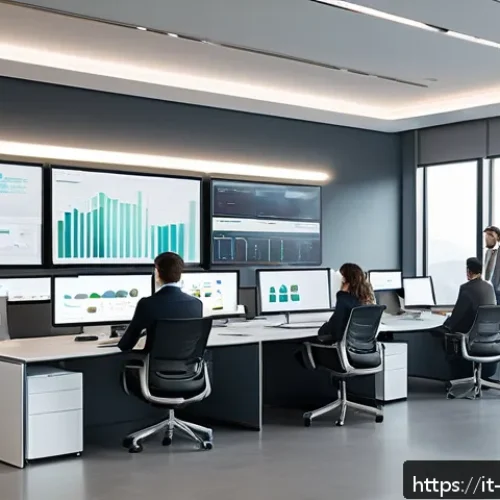 클라우드 관리형 서비스 활용 방법 - A modern Italian office environment with diverse IT professionals collaborating around multiple comp...