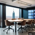 클라우드 컴퓨팅과 하이브리드 클라우드 비교 - A modern Italian business office environment showcasing a diverse team of professionals collaboratin...