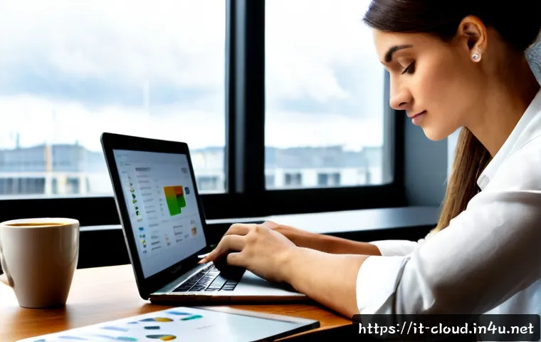 Home 30 클라우드 컴퓨팅 컨설팅 업무 일지 - Photorealistic cloud computing consultant in a modern Milan office, reviewing a detailed daily work ...